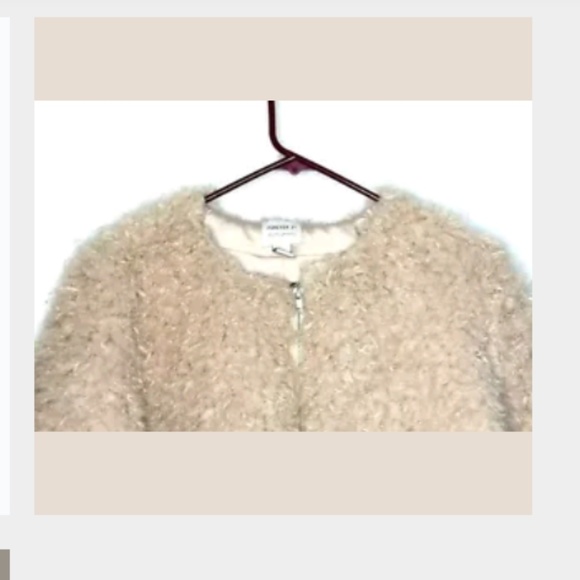 Forever 21 Faux Sherpa Beige Zip up Sweater - Picture 3 of 5